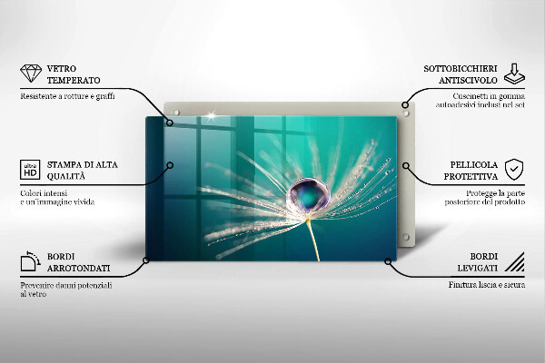 Skärbräda i härdat glas Dagg på maskrosen