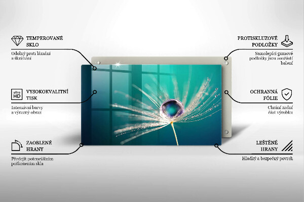 Skärbräda i härdat glas Dagg på maskrosen
