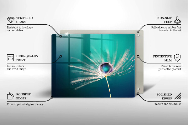 Skärbräda i härdat glas Dagg på maskrosen