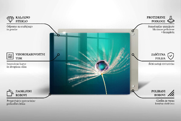 Skärbräda i härdat glas Dagg på maskrosen