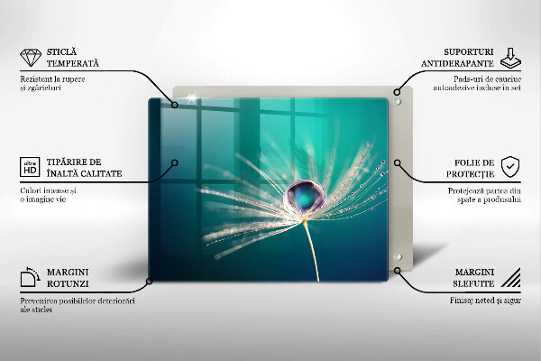 Skärbräda i härdat glas Dagg på maskrosen
