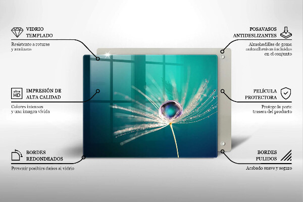 Skärbräda i härdat glas Dagg på maskrosen