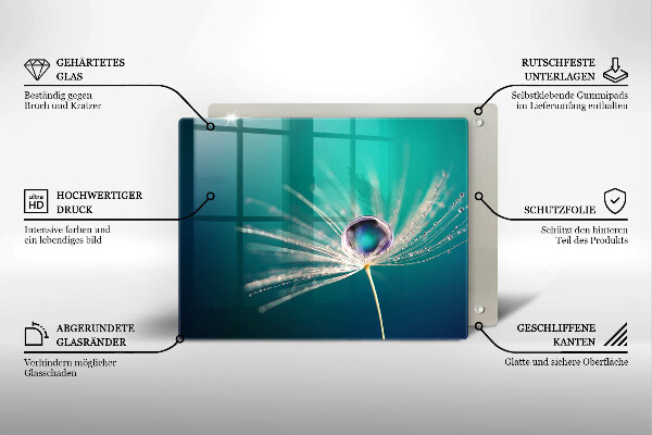 Skärbräda i härdat glas Dagg på maskrosen
