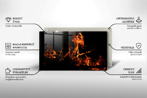 Skärbräda i härdat glas Eld, levande låga