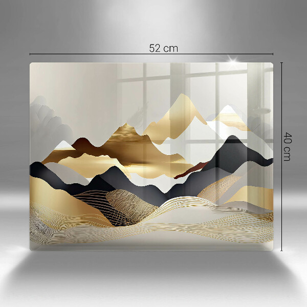 Skärbräda i härdat glas Abstrakta gyllene berg