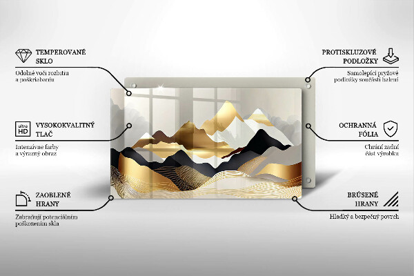 Skärbräda i härdat glas Abstrakta gyllene berg