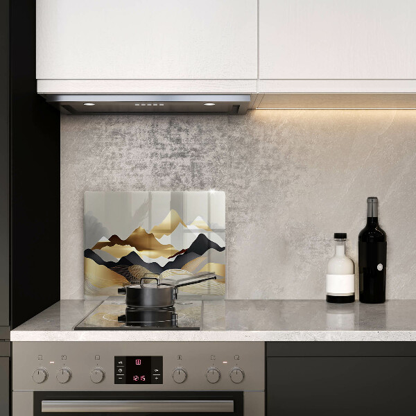 Skärbräda i härdat glas Abstrakta gyllene berg