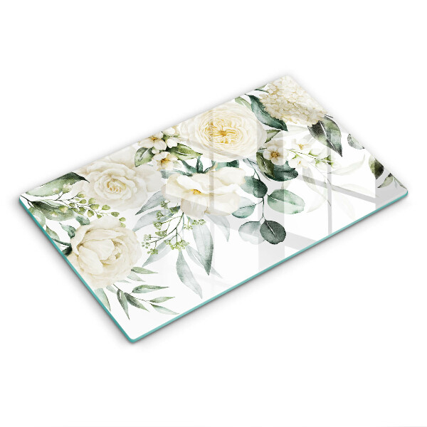 Skärbräda i härdat glas Akvarell blommor