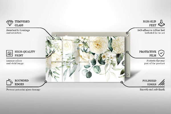 Skärbräda i härdat glas Akvarell blommor