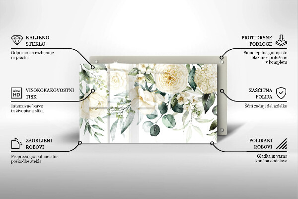 Skärbräda i härdat glas Akvarell blommor