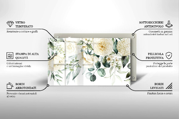 Skärbräda i härdat glas Akvarell blommor