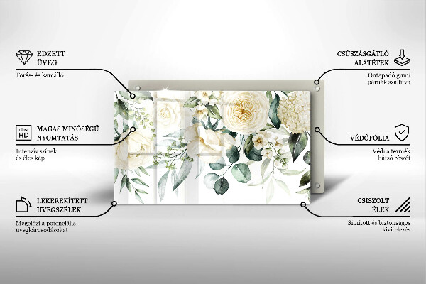 Skärbräda i härdat glas Akvarell blommor