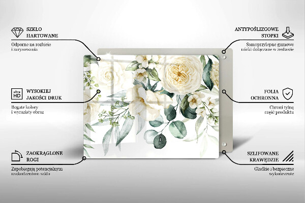 Skärbräda i härdat glas Akvarell blommor