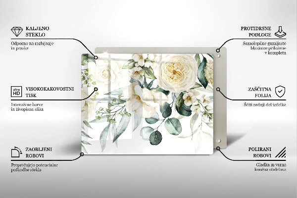 Skärbräda i härdat glas Akvarell blommor