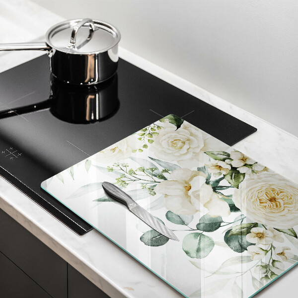 Skärbräda i härdat glas Akvarell blommor