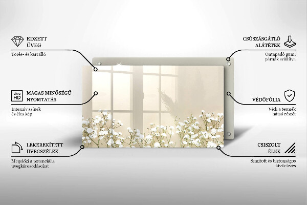 Skärbräda i härdat glas Gypsophila boho blommor