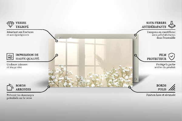 Skärbräda i härdat glas Gypsophila boho blommor