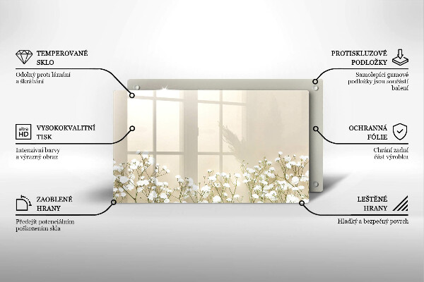 Skärbräda i härdat glas Gypsophila boho blommor