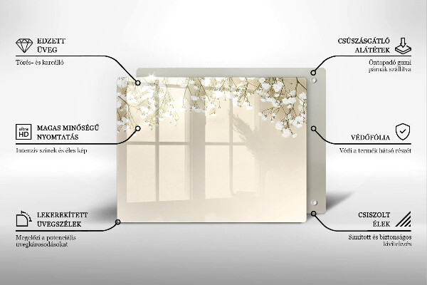 Skärbräda i härdat glas Gypsophila boho blommor