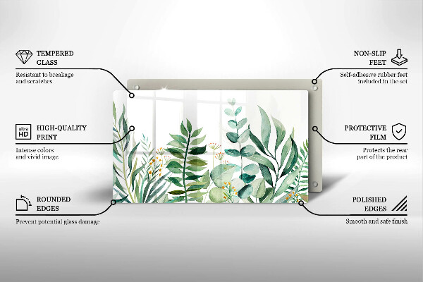 Skärbräda i härdat glas Illustration av växtblad