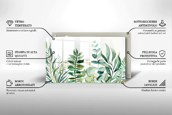 Skärbräda i härdat glas Illustration av växtblad