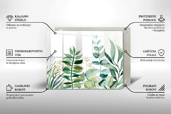 Skärbräda i härdat glas Illustration av växtblad