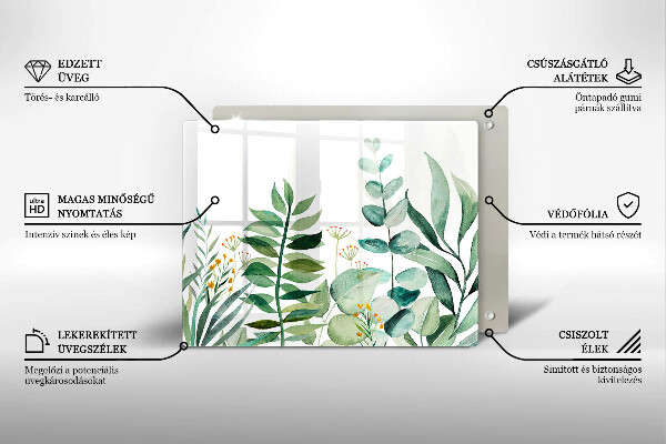 Skärbräda i härdat glas Illustration av växtblad
