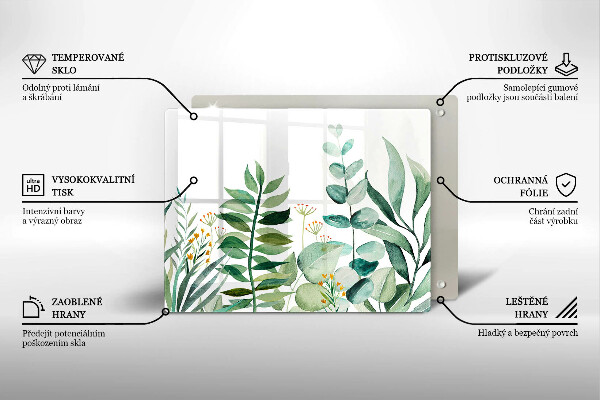 Skärbräda i härdat glas Illustration av växtblad