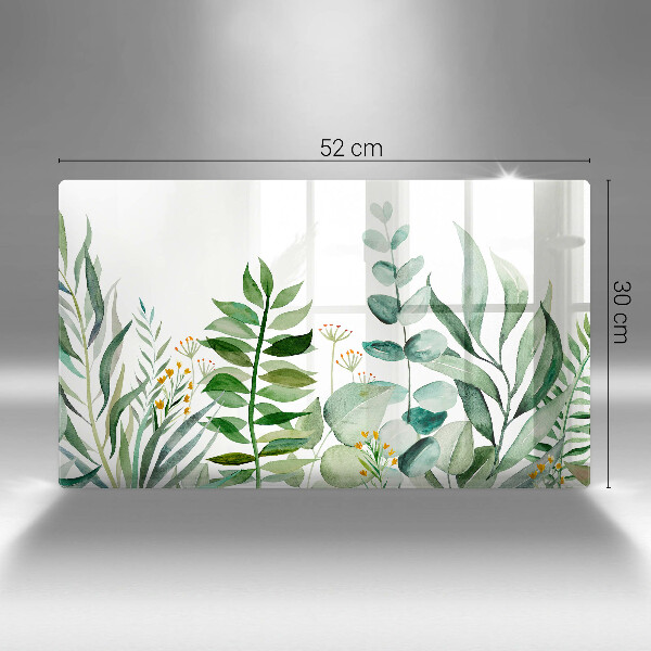 Skärbräda i härdat glas Illustration av växtblad