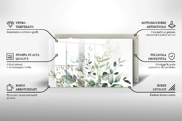 Skärbräda i härdat glas Akvarellväxter
