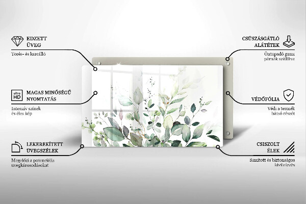 Skärbräda i härdat glas Akvarellväxter