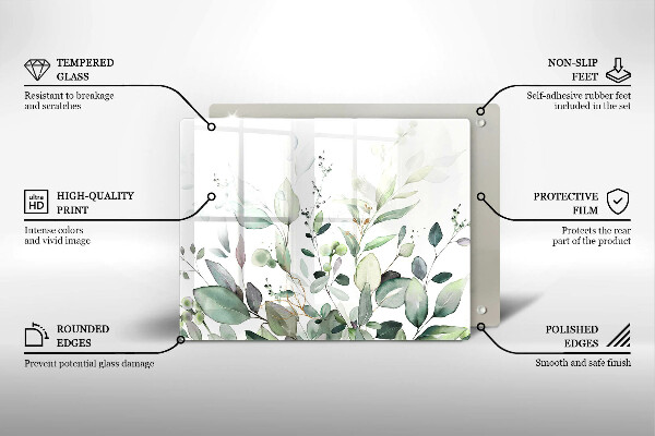 Skärbräda i härdat glas Akvarellväxter