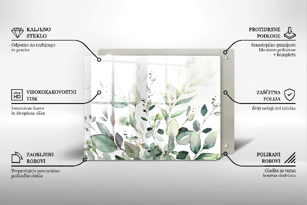 Skärbräda i härdat glas Akvarellväxter