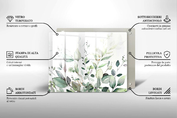 Skärbräda i härdat glas Akvarellväxter