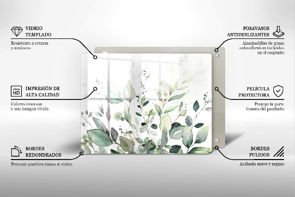 Skärbräda i härdat glas Akvarellväxter