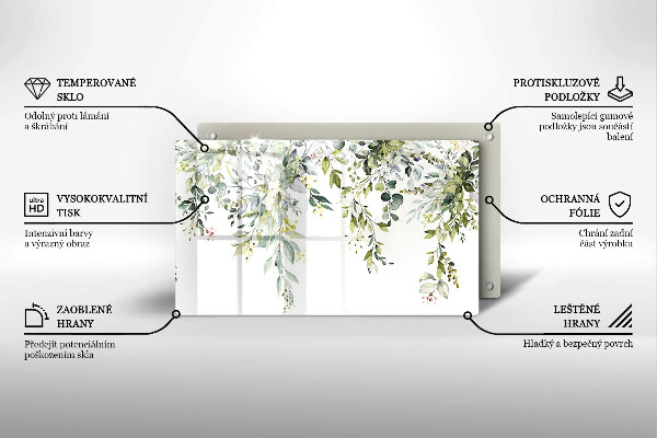 Skärbräda i härdat glas Dekorativa blad och blommor
