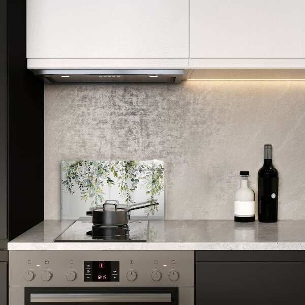 Skärbräda i härdat glas Dekorativa blad och blommor