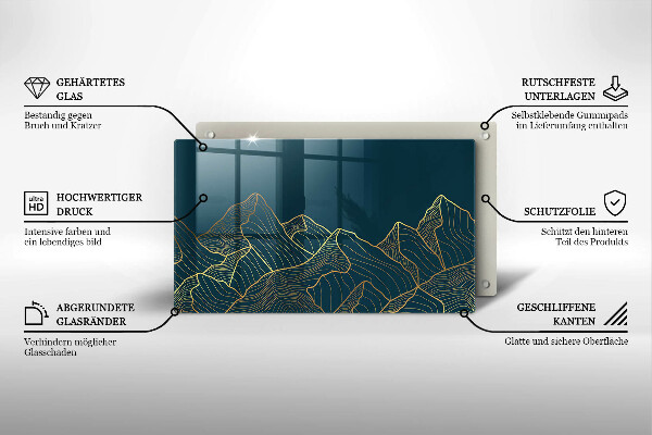 Skärbräda i härdat glas Abstrakta berg