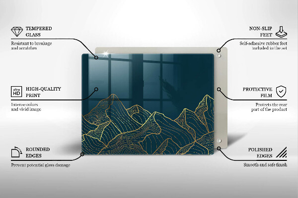 Skärbräda i härdat glas Abstrakta berg