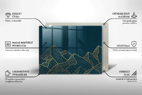 Skärbräda i härdat glas Abstrakta berg