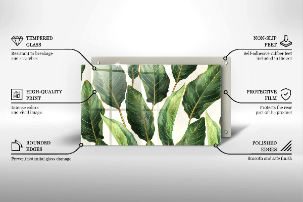 Skärbräda i härdat glas Bananblad