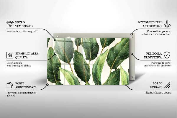 Skärbräda i härdat glas Bananblad