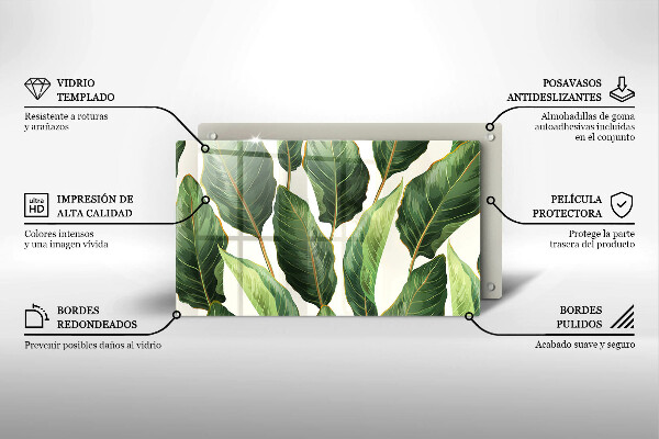 Skärbräda i härdat glas Bananblad