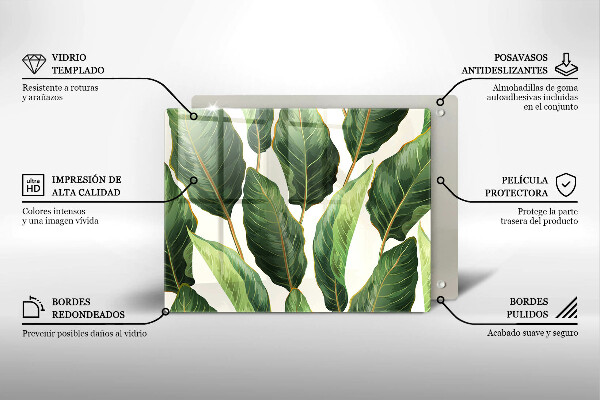 Skärbräda i härdat glas Bananblad