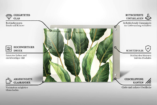 Skärbräda i härdat glas Bananblad