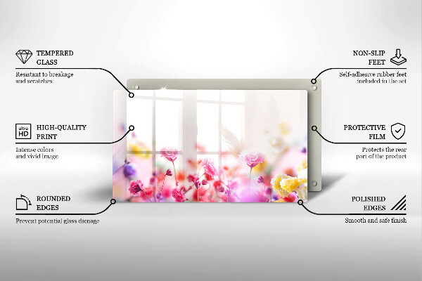 Skärbräda i härdat glas Äng av blommor