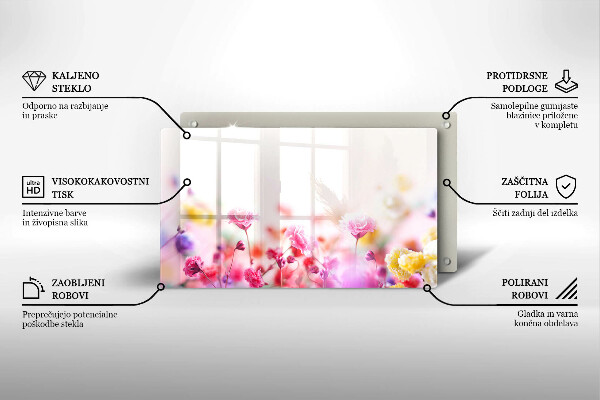 Skärbräda i härdat glas Äng av blommor