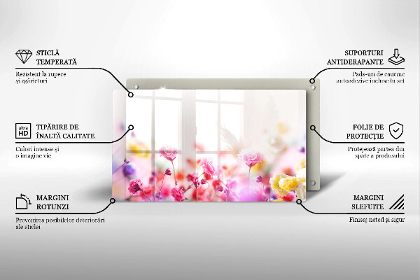 Skärbräda i härdat glas Äng av blommor