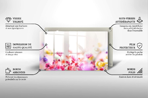 Skärbräda i härdat glas Äng av blommor