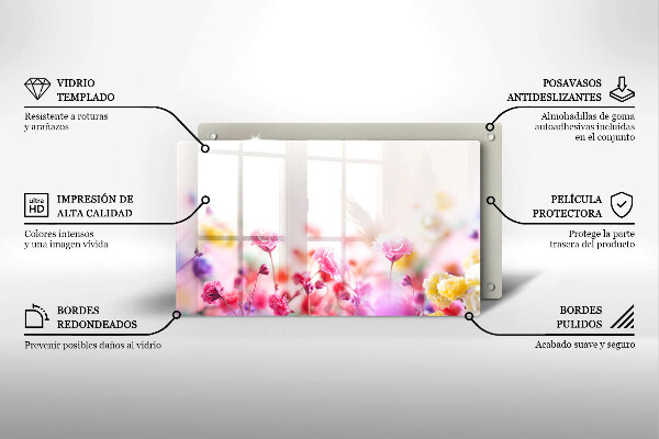 Skärbräda i härdat glas Äng av blommor